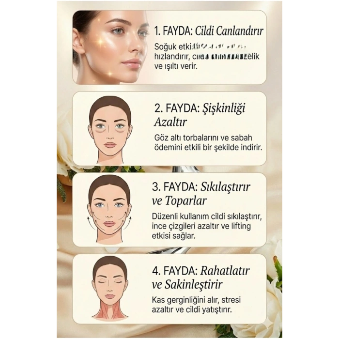 Kalp Şeklinde Soğuk Yüz Masaj Aleti - Cilt Sıkılaştırıcı ve Şişkinlik Giderici Cryo Sticks