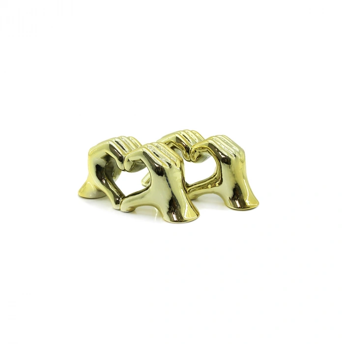 Heart-Shaped Hand Design Statue - Large Size - Ceramic - Shiny Gold