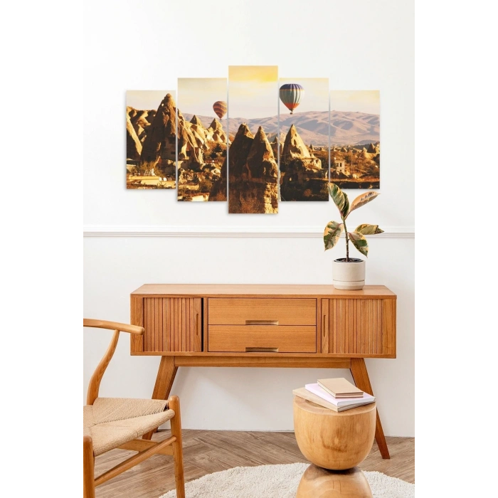 Kapadokya Manzara 5 Parçalı Mdf Tablo 60 x 100