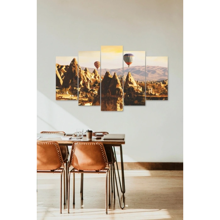 Kapadokya Manzara 5 Parçalı Mdf Tablo 60 x 100