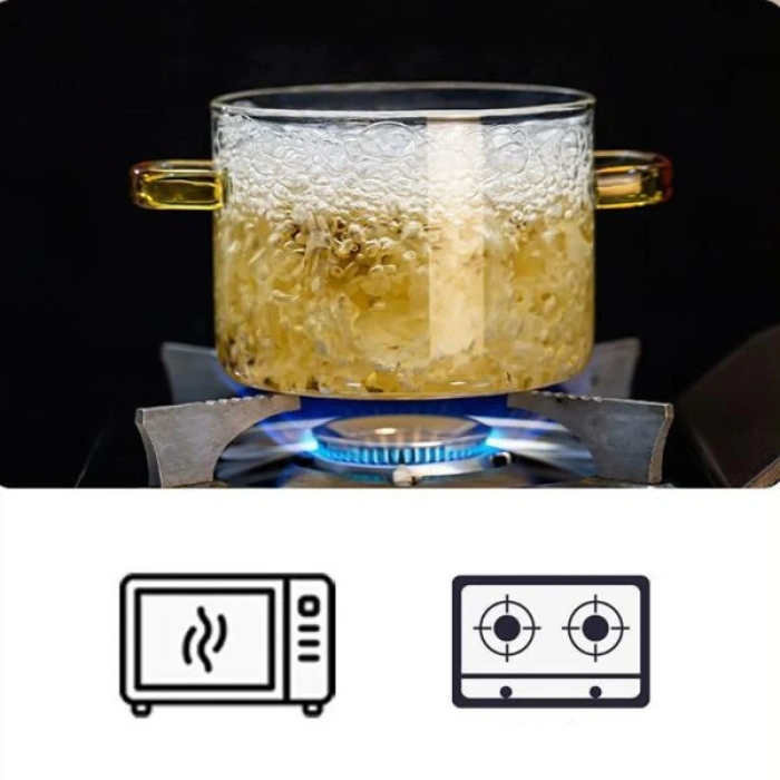 Lidded Borosilicate Glass Saucepan Set