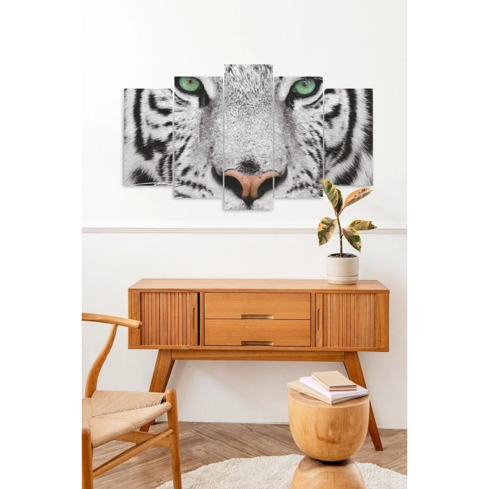 Kaplan Bakışı Manzara 5 Parçalı Mdf Tablo 60 x 100