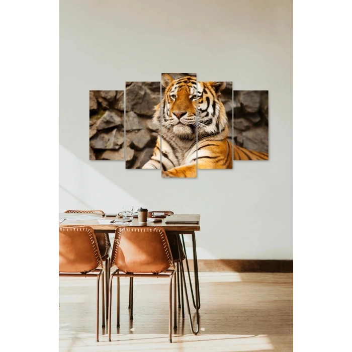 Kaplan Portresi 5 Parçalı Mdf Tablo 60 x 100