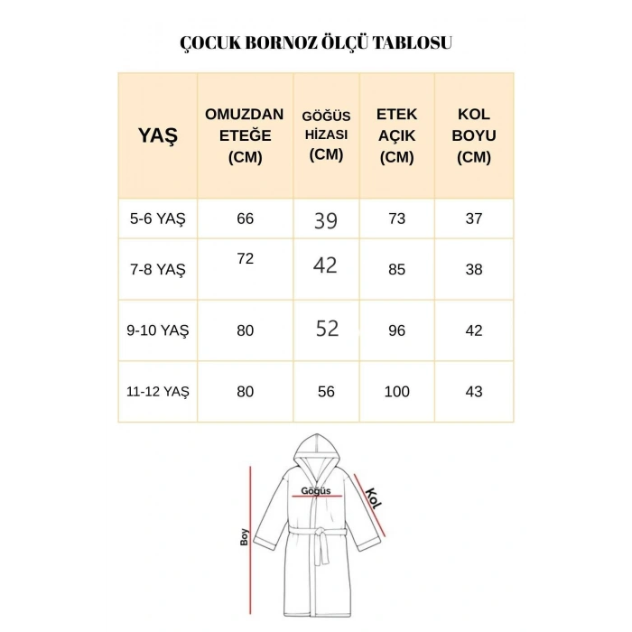 Kapşonlu Unisex %100 Pamuklu Çocuk Banyo Bornozu Bear