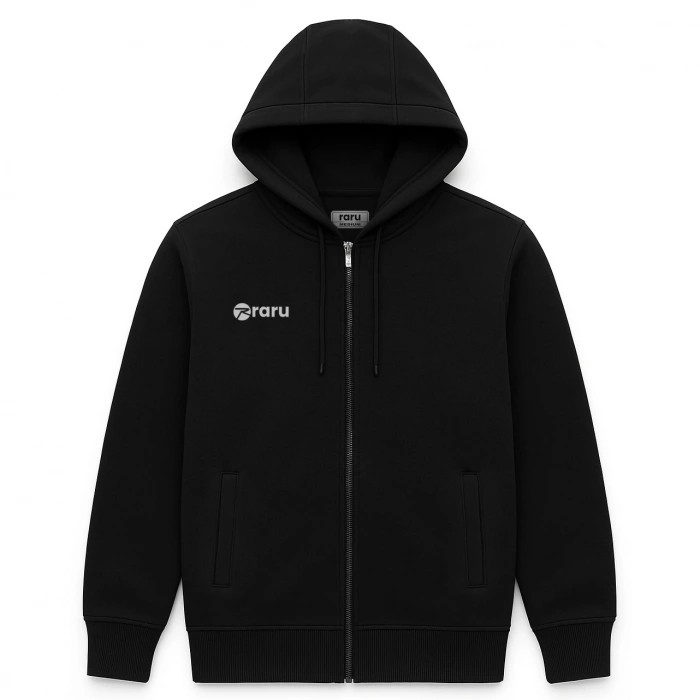 Kapüşonlu Tam Fermuarlı Sweatshirt SİYAH