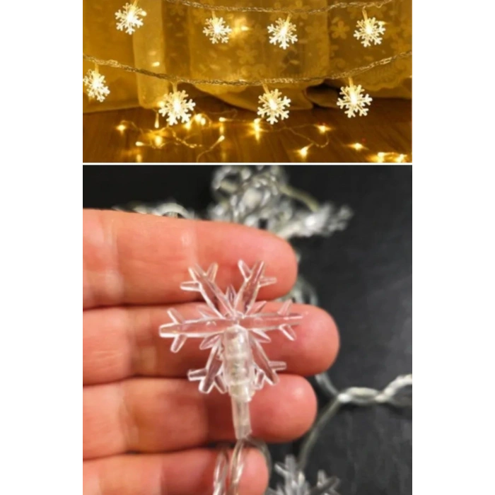 Kar Tanesi Şekilli 3.5 Metre USB LED Işık – 20 LED’li Dekoratif Kış ve Yılbaşı Aydınlatması