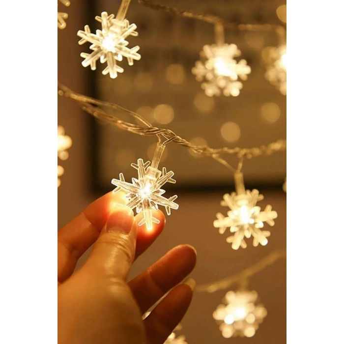 Kar Tanesi Şekilli 3.5 Metre USB LED Işık – 20 LED’li Dekoratif Kış ve Yılbaşı Aydınlatması