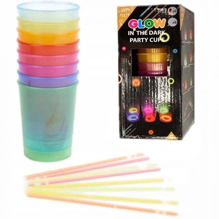 Karanlıkta Yanan Gece Işığı Mega Glow Bardaklar 8 Adet 8.5 x 10.5 cm (5365)