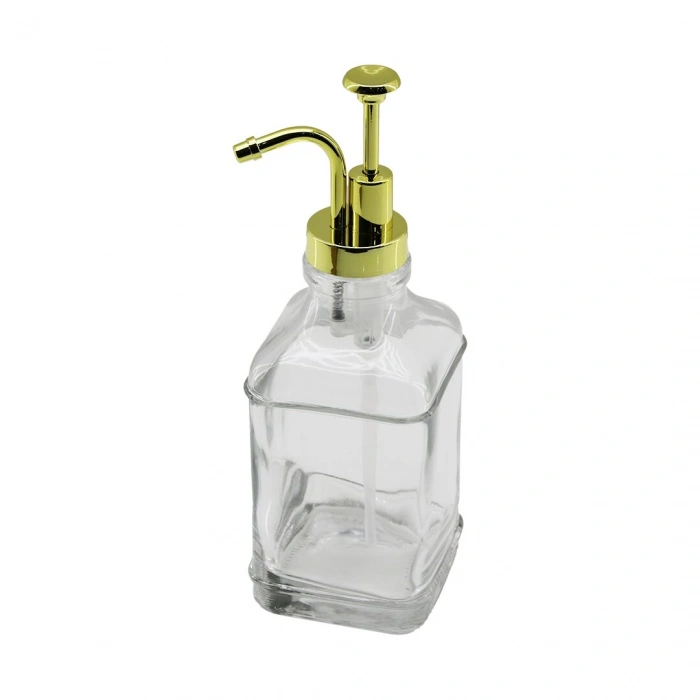 KARE CAM ŞİŞE - ŞEFFAF SIVI SABUNLUK 500ML POMPA - MUSLUK AYRIK MODEL BAŞLI (5365)