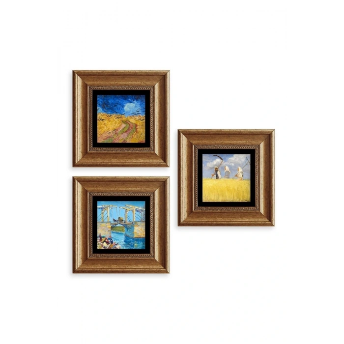 Kasaba 3 lü Set Çerçeveli Taş Tablo 20 cm