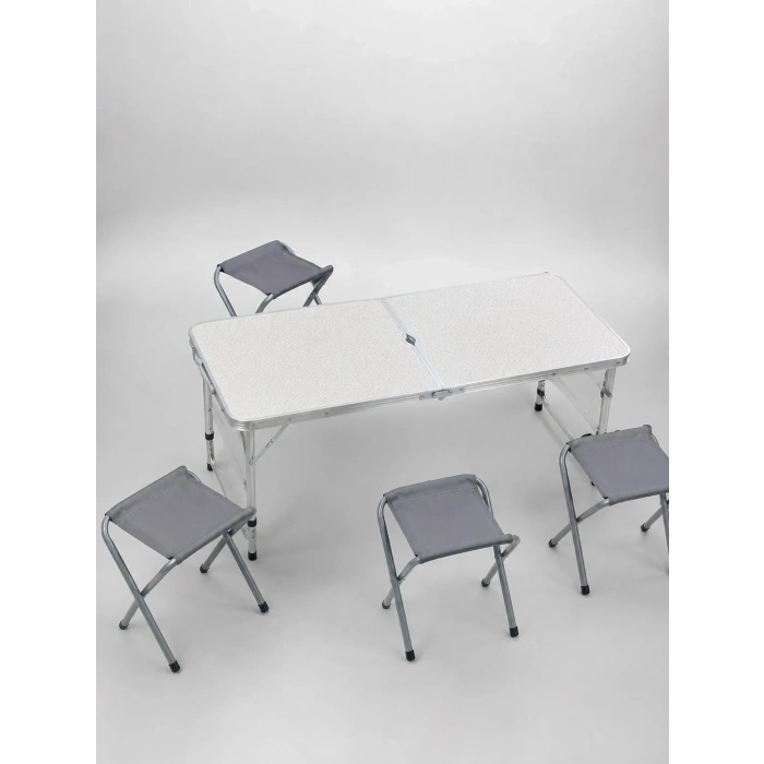 Katlanabilir 4 Kişilik Kamp Masası Seti İle Tabureler