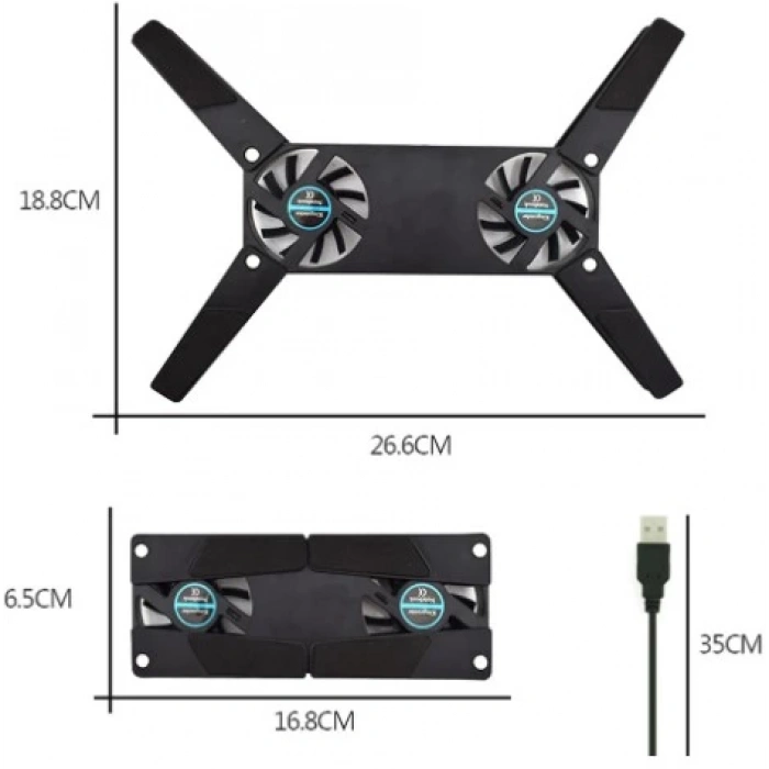 Katlanabilir Laptop Soğutucu 2 fanlı (5365)
