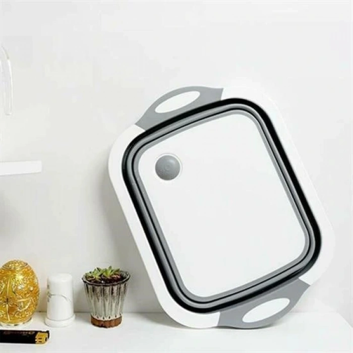 Foldable Cutting Board with Strainer and Basin