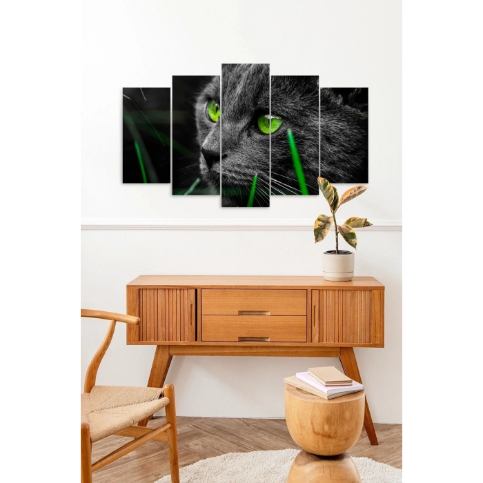 Kedi 5 Parçalı Mdf Tablo 60 x 100