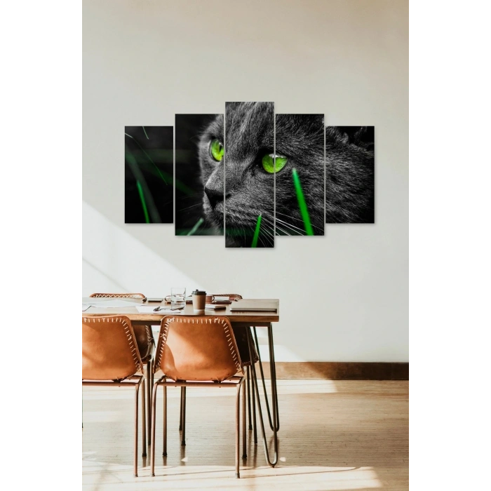 Kedi 5 Parçalı Mdf Tablo 60 x 100