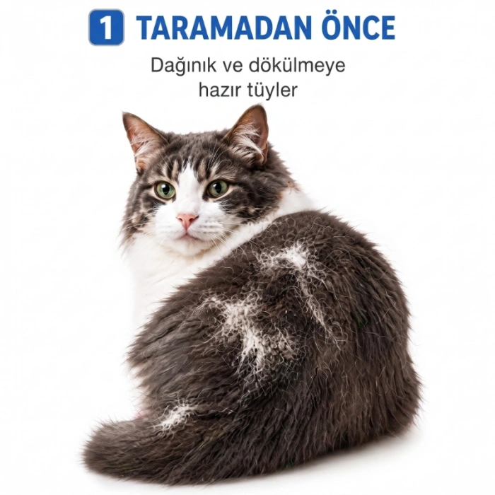 Kedi Köpek Tarağı - Evcil Hayvan Tüy Toplama Tarağı - Metal Uçlu
