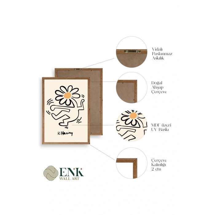 Keith Haring Ahşap Çerçeveli Tablo 50 x 70