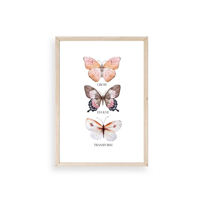 Kelebekler Ahşap Çerçeveli Tablo 17 x 23