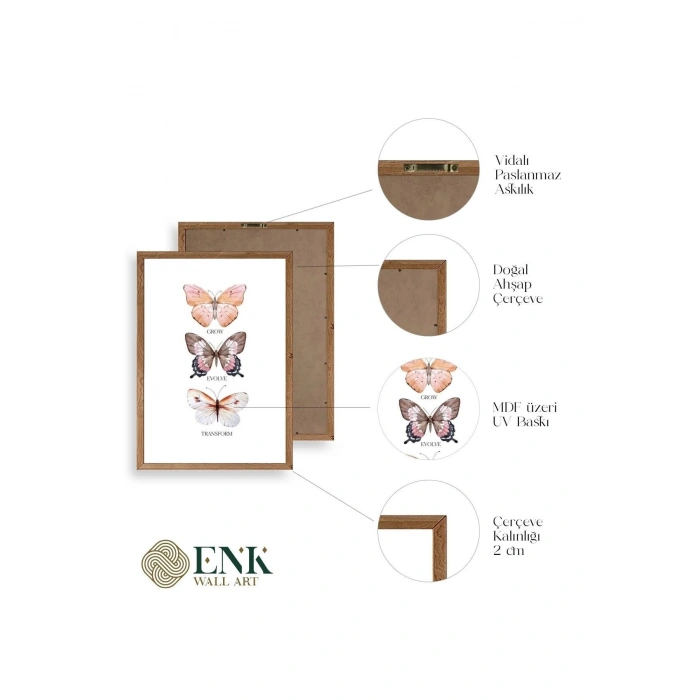 Kelebekler Ahşap Çerçeveli Tablo 23 x 30