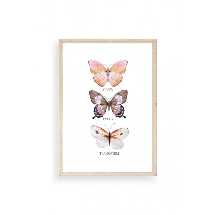 Kelebekler Ahşap Çerçeveli Tablo 50 x 70