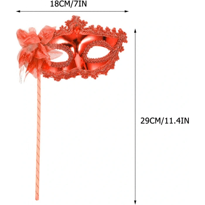 Red Sparkling Handheld Photo Shoot Mask