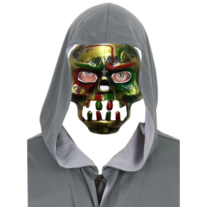Kırmızı Kanlı Dişli Dracula Kafatası Maskesi Altın Renk (5365)