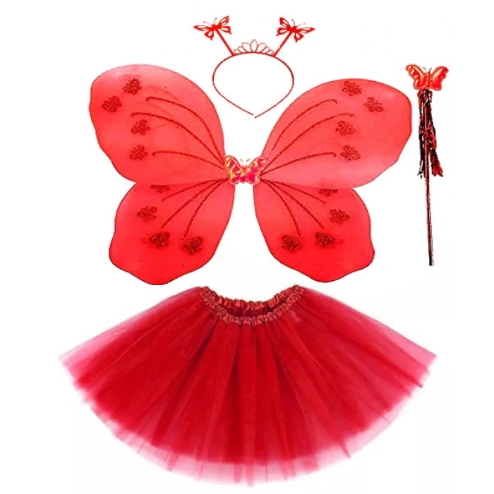 Red Butterfly Costume - Costume Accessory Set 4 Pieces