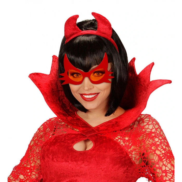 Red Color Mustache Design Cat Eye Glasses