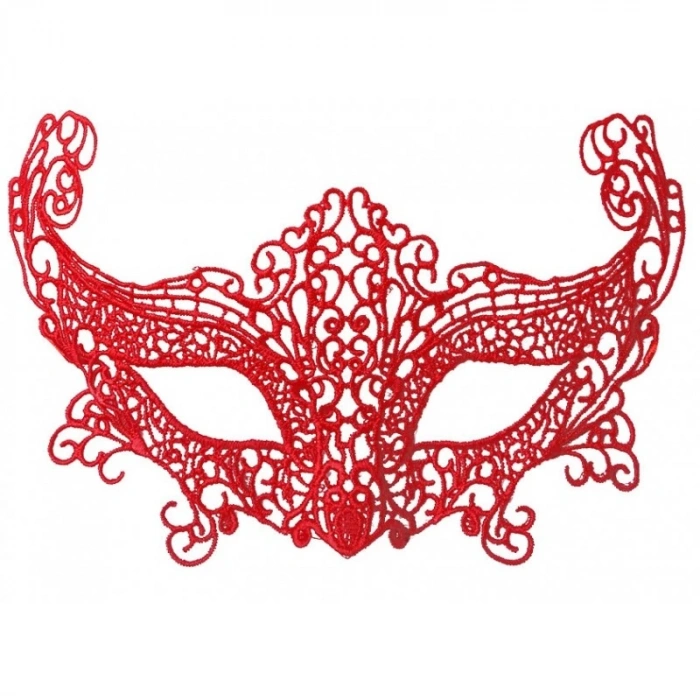 Kırmızı Renk Dantel Örgü İşlemeli Parti Maskesi Model 3 (5365)