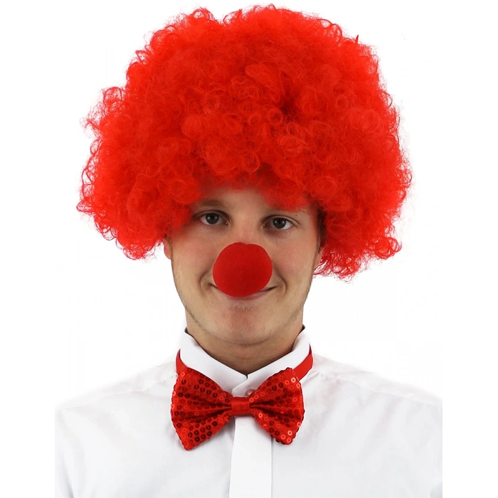 Kırmızı Renk Kıvırcık Afro Palyaço Seti