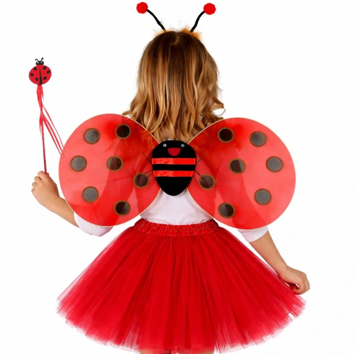 Red Ladybug Firefly Costume Set - (Tutu, Wings, Crown, Wand) (5365)