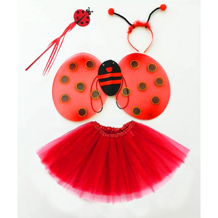 Red Ladybug Firefly Costume Set - (Tutu, Wings, Crown, Wand) (5365)