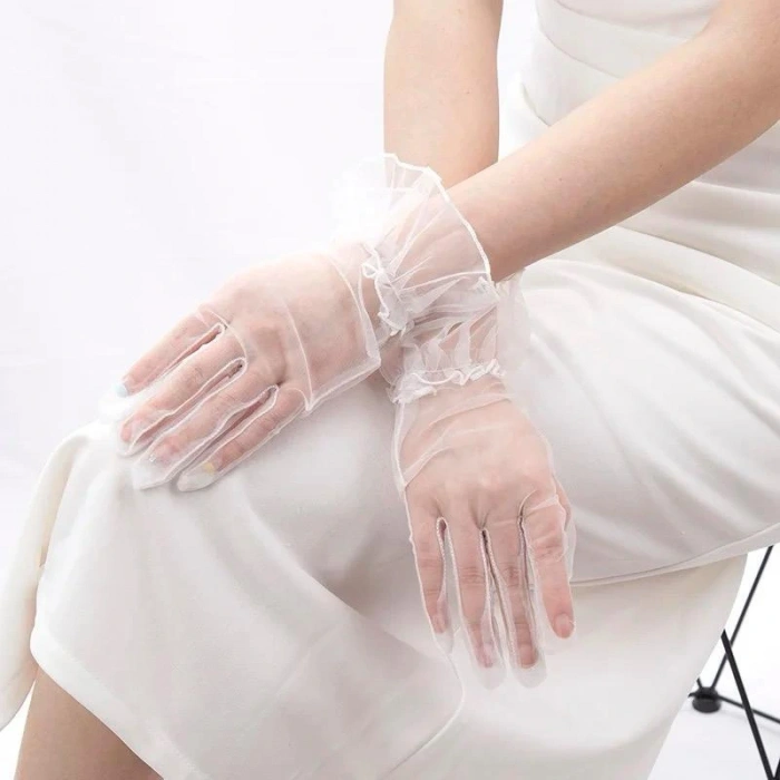 Short Length Lycra Lace Adult Tulle Gloves