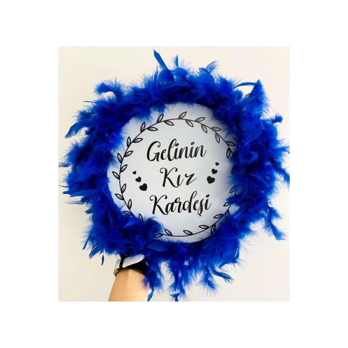 Kişiye Özel Tüylü Kına Gecesi Tefi,gelinin Kız Kardeşi Kına Tefi (28 CM)