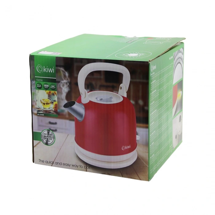 KİWİ KK-3340R KIRMIZI NOSTALJİ DEMLİK MODELÇELİK KETTLE SU ISITICI 2.2LT 1800W PASLANMAZ ÇELİK GÖVDE- GİZLİ RESİZTANS (5365)