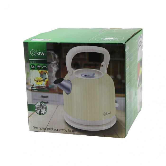 KİWİ KK-3340W KREM NOSTALJİ DEMLİK MODELÇELİK KETTLE SU ISITICI 2.2LT1800W PASLANMAZ ÇELİK GÖVDE- GİZLİ RESİZTANS (5365)
