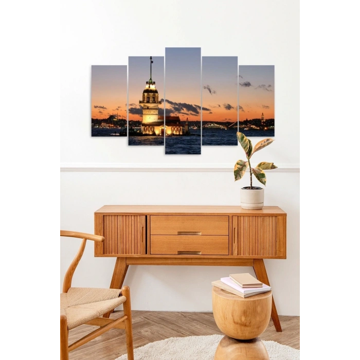 Kız Kulesi 5 Parçalı Mdf Tablo 60 x 100