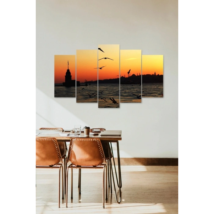 Kız Kulesi 5 Parçalı Mdf Tablo 60 x 100