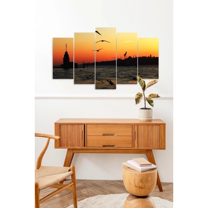 Kız Kulesi 5 Parçalı Mdf Tablo 60 x 100