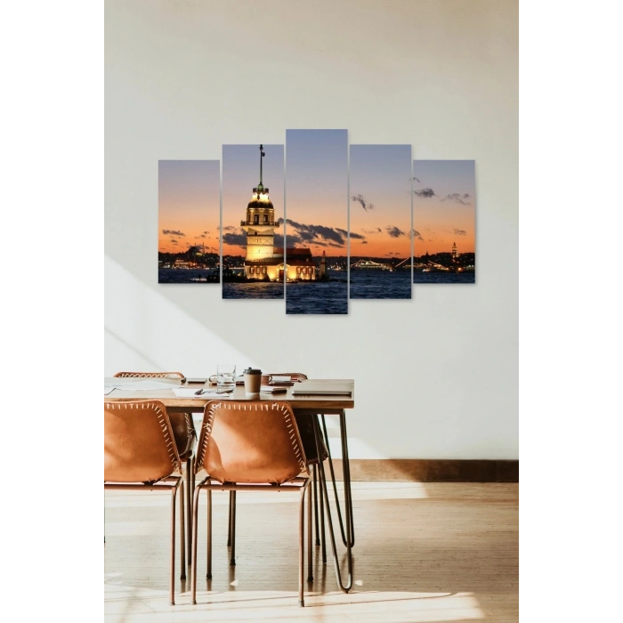 Kız Kulesi 5 Parçalı Mdf Tablo 60 x 100