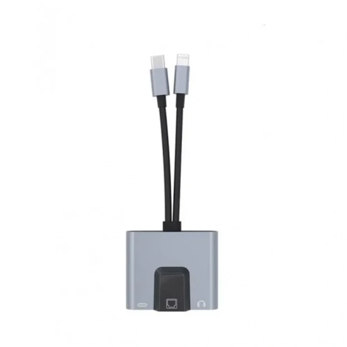 Kompakt 3ü 1 Arada Ethernet Çevirici Type-c Ve Lightning Uyumlu