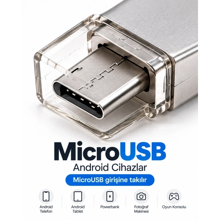 Kompakt 4in1 Usb Bellek 128gb Type-c Lightning Microusb