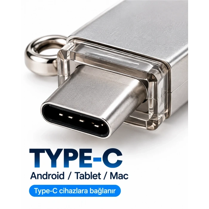 Kompakt 4in1 Usb Bellek 128gb Type-c Lightning Microusb