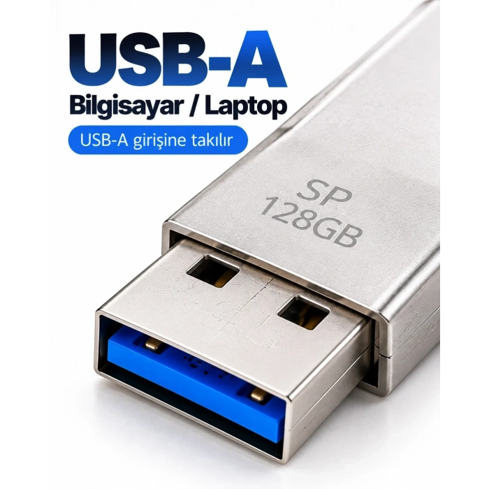 Kompakt 4in1 Usb Bellek 128gb Type-c Lightning Microusb