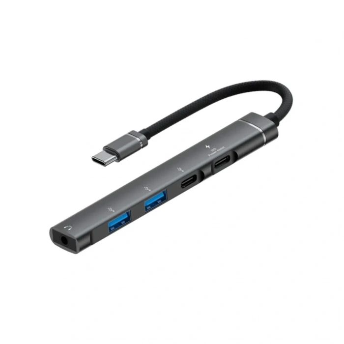 Kompakt 5 İn 1 Type-c Hub 4 Usb 3.0 Ve Hdmı Çıkışı