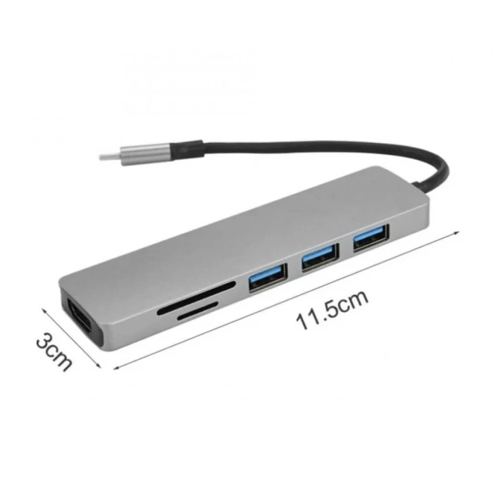 Kompakt 6 İn 1 Hdmı Çevirici Type-c Lightning Micro Usb