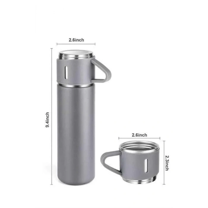 Kompakt Termos Seti 500 Ml 3 Bardaklı Vakumlu Kullanım