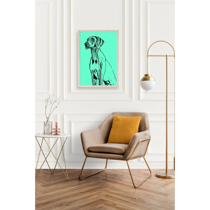 Köpek Ahşap Çerçeveli Tablo 23 x 30