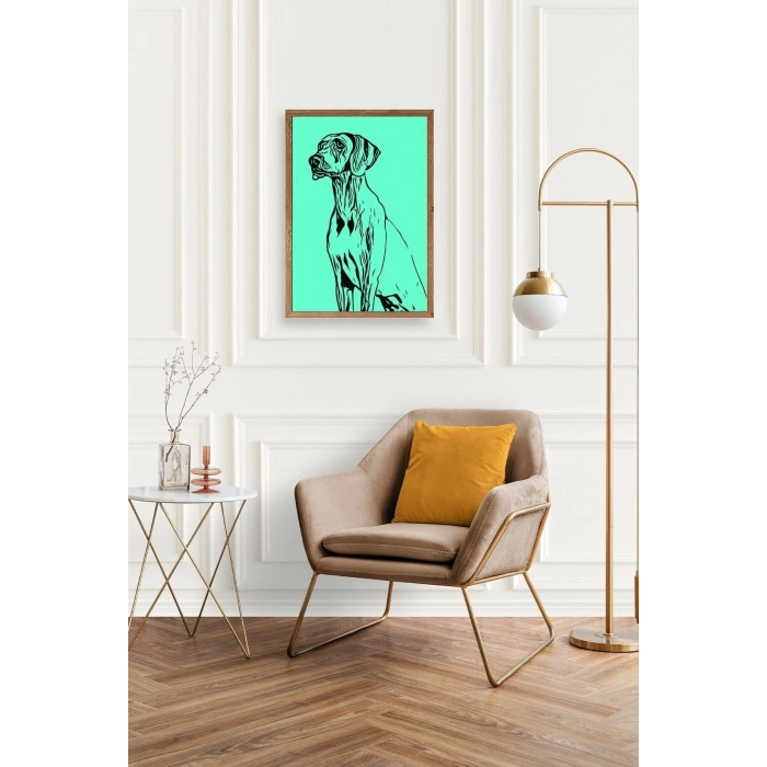 Köpek Ahşap Çerçeveli Tablo 23 x 30