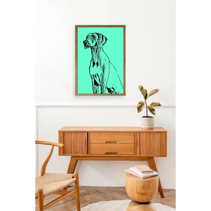 Köpek Ahşap Çerçeveli Tablo 23 x 30